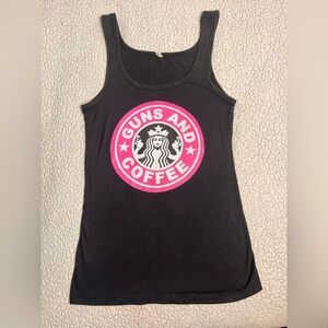 Next Level Sleeveless Tank Top Black And Purple Womens Size Large Guns & Coffee